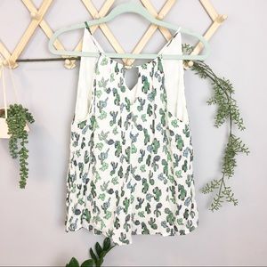 BLUE RAIN // White Cactus print tank SMALL